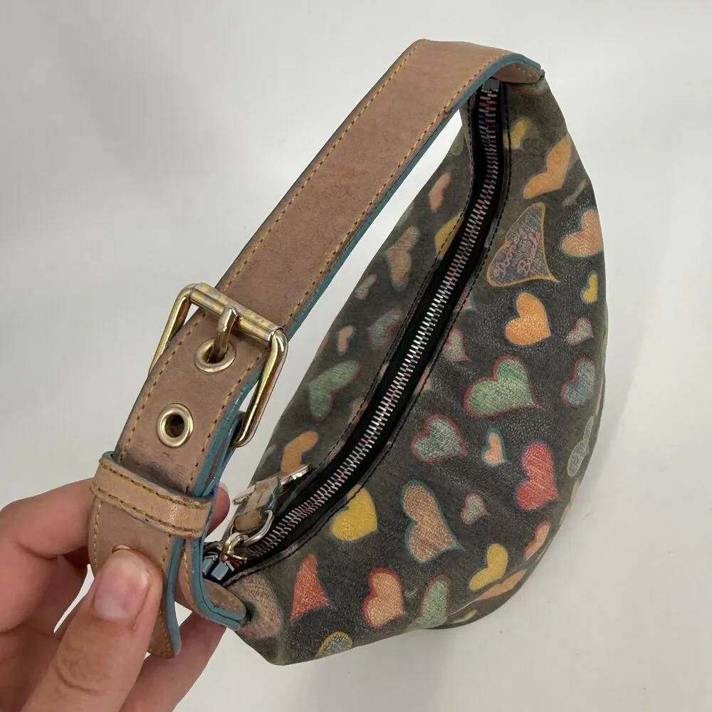 Vintage Dooney & Bourke Shoulder Purse Bag Y2K Crayon Bucket Bag Rainbow Hearts